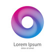 © teracreonte - Logotipo abstracto con circulo lineal en espiral en violeta y azul