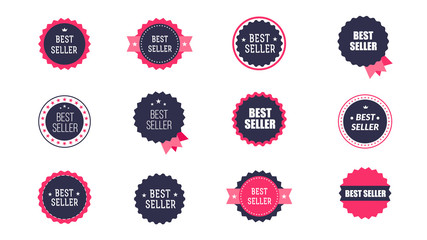 vintage bestseller vector icons. set of isolated on white background bestseller labels