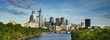 Philadelphia panoramic cityscape downtown urban core skyscrapers over the Schuylkill River in Pennsylvania USA