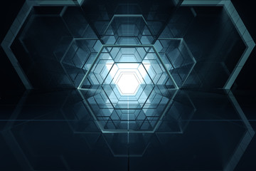 3d rendering,Mirror reflection channel, futuristic background