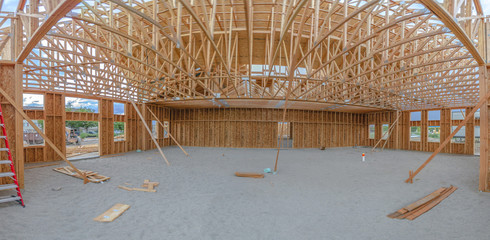 Wall Mural - Wide angle view of construction building interior