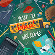 © Vector Tradition - Back to School study stationery on blackboard