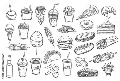 Dekoracja na wymiar  ikony-jedzenia-ulicznego
