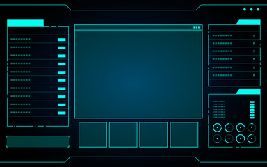Wall Mural - blue abstract technology interface hud on black background vector design.