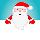 Fototapeta Na ścianę - Christmas sticker. Funny Santa Claus. Winter icon. Vector illustration.