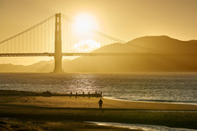 Golden Gate Bridge At Sunset