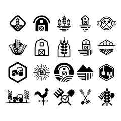 Sticker - Farm Logo. Farming Icon. Agriculture Symbol. Vector Eps 08.