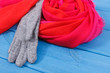 © ratmaner - Shawl or scarf and gloves for woman made of cotton, clothing for autumn or winter concept