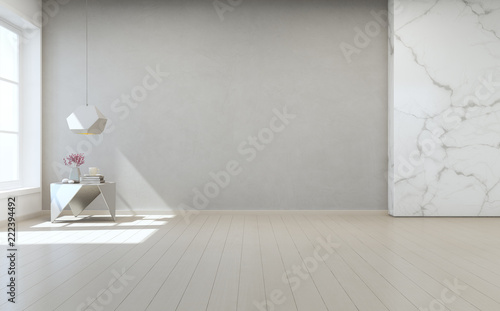 Coffee Table On Wooden Floor With White Marble And Gray