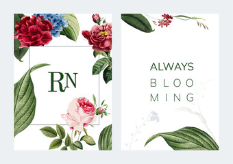 Canvas Print - Floral frame card design illustration