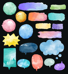 Wall Mural - Set of colorful watercolor speech bubbles vector