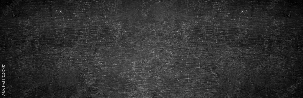 Blank wide screen Real chalkboard background texture in college concept for back to school panoramic wallpaper for black friday - obrazy, fototapety, plakaty 
