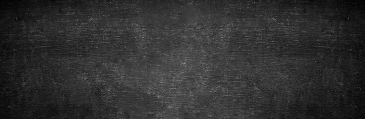 Wall Mural - Blank wide screen Real chalkboard background texture in college concept for back to school panoramic wallpaper for black friday