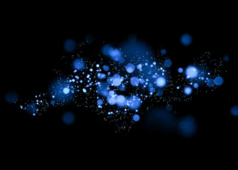 blue glittering and bokeh star magic dust on background.particles for your product.