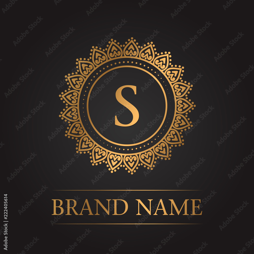 Luxury gold template monogram Stock Vector | Adobe Stock