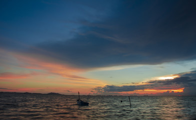 Wall Mural - Colorful of sunset on sea scape background