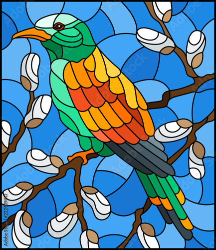 ilustracja-w-stylu-witrazu-z-jasnym-ptakiem-na-galezi-wierzby-przeciwko