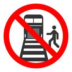 Poster - Beware of trains sign. Do not cross the railway lines. Vector.