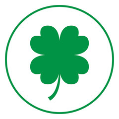 Sticker - Green four-leaf clover icon. Luck symbol. Vector.