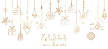 Christmas And New Year Background With Geometric Elements