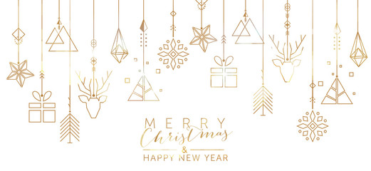 Christmas and New Year background with geometric elements