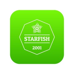 Poster - Starfish icon green vector isolated on white background