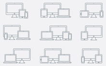 Vector Set Of Outline Device Icons. Responsive Digital Devices Icons.