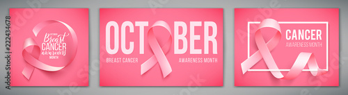 Fotomural Set of posters with for breast cancer awareness month in october