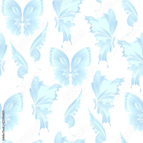 Blue Butterfly Seamless Pattern For Textile Packaging