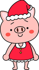 Wall Mural - Pig's Santa Claus motional expression 