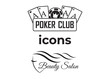 © 3dwithlove - Event add delete progress icons and Poker club, casino sign set. Beautiful woman logo