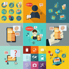 Sticker - business technology flat design set