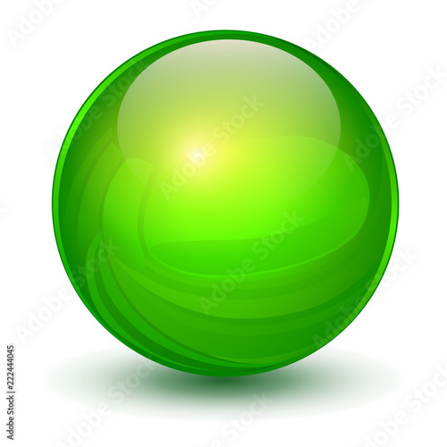 Glass sphere, green vector ball.