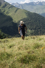 man practicing hiking