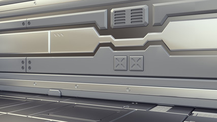 Wall Mural - 3d render interior. futuristic hallway. interior concept design