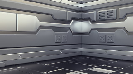 Wall Mural - science background fiction interior rendering sci-fi spaceship corridors,3d rendering