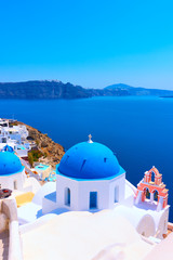 Poster - Greek orthodox church in Oia in Santorini