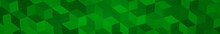 Abstract Horizontal Banner Or Background Of Big Isometric Cubes In Green Colors.