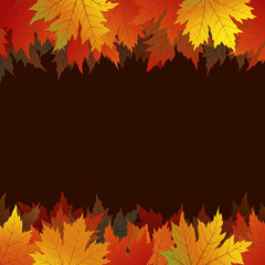 Wall Mural - autumn maple leaves on brown background with copy space vector illustration