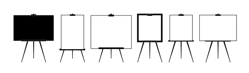set advertising stand or flip chart or blank artist easel isolated on white background. presentation
