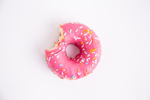 Pink Donut On White Background