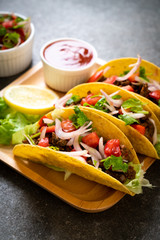 Sticker - tacos with meat and vegetables