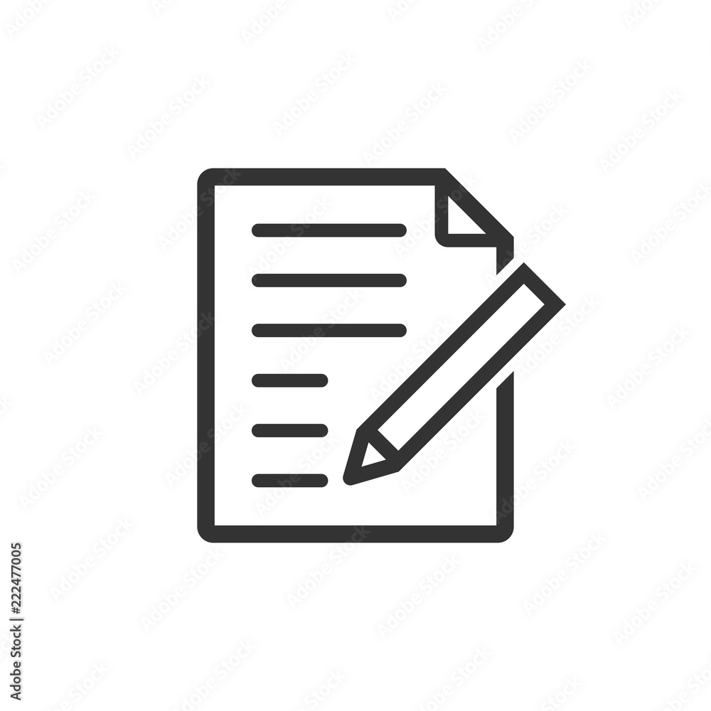 Document note icon in flat style. Paper sheet vector illustration on ...