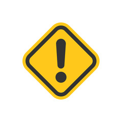 Exclamation mark icon in flat style. Danger alarm vector illustration on white isolated background. Caution risk business concept.