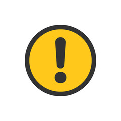 Exclamation mark icon in flat style. Danger alarm vector illustration on white isolated background. Caution risk business concept.