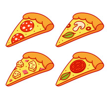 Cartoon Pizza Slice Set