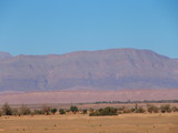 Fototapeta Sawanna - Calm view of sandy desert at high ATLAS MOUNTAINS range landscape in MOROCCO
