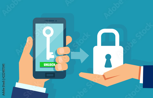 Fotografía Mobile security, data protection concept. Vector