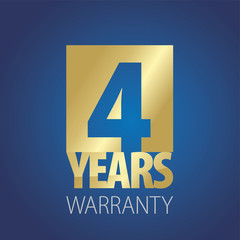 Sticker - 4 Years Warranty gold blue logo icon button stamp vector