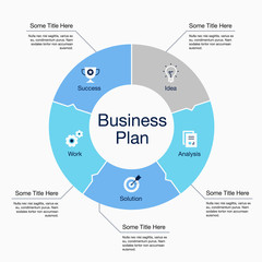 Fototapete - Simple infographic for business plan with icons and place for your content, isolated on light background. Easy to use for your website or presentation.